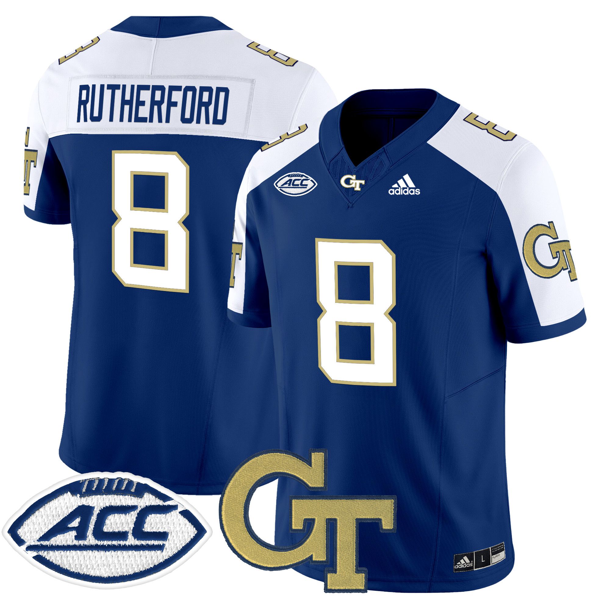 Men Georgia Tech #8 Rutherford Blue Asidas 2024 Vapor Limited NCAA Jersey